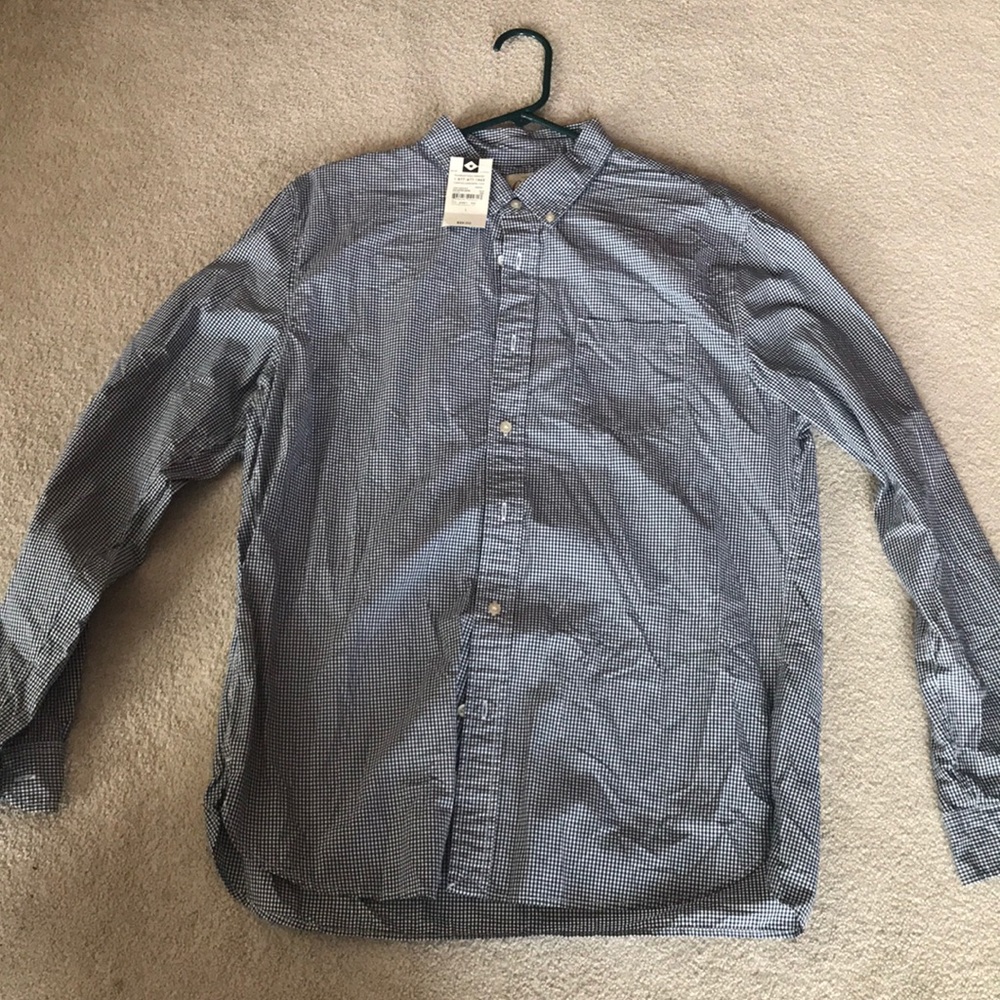 NWT Men’s Lands End Blue & White Button Down